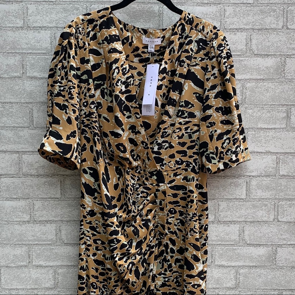 Nwt Topshop Leopard Print Mock Wrap Midi Dress - image 5